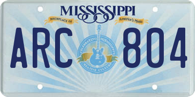MS license plate ARC804