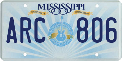 MS license plate ARC806