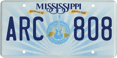 MS license plate ARC808