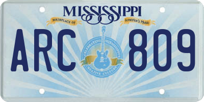 MS license plate ARC809