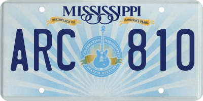 MS license plate ARC810