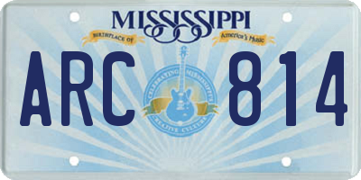 MS license plate ARC814
