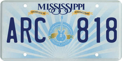 MS license plate ARC818