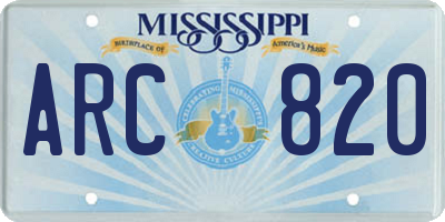 MS license plate ARC820