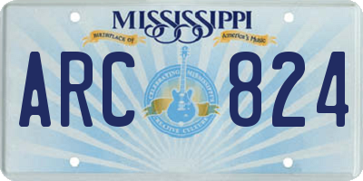 MS license plate ARC824