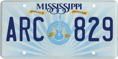 MS license plate ARC829