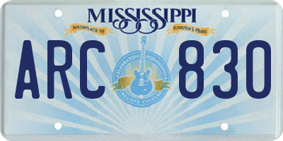MS license plate ARC830