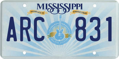 MS license plate ARC831