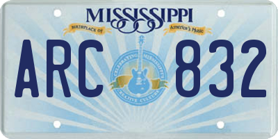MS license plate ARC832