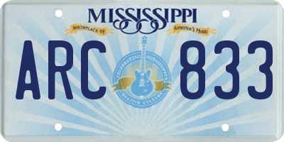 MS license plate ARC833