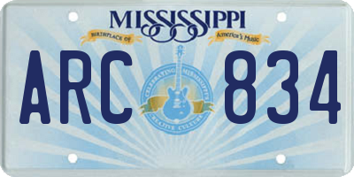 MS license plate ARC834