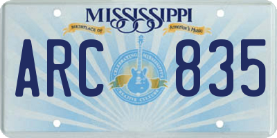 MS license plate ARC835