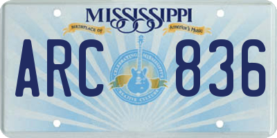 MS license plate ARC836