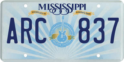 MS license plate ARC837