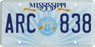 MS license plate ARC838