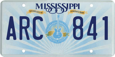 MS license plate ARC841
