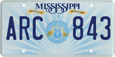 MS license plate ARC843