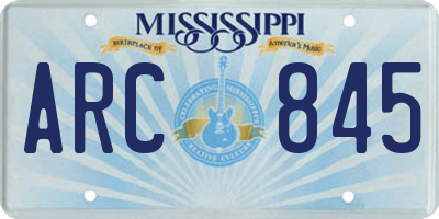 MS license plate ARC845