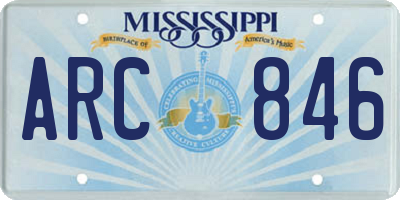 MS license plate ARC846