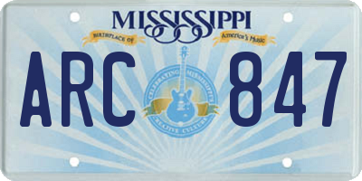 MS license plate ARC847