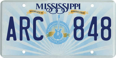 MS license plate ARC848