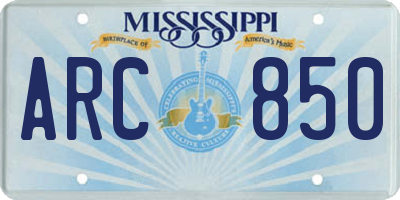 MS license plate ARC850