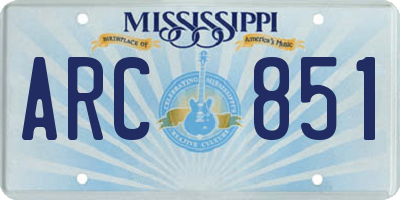 MS license plate ARC851