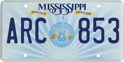 MS license plate ARC853