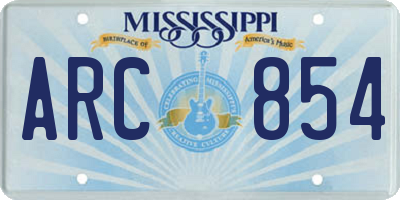 MS license plate ARC854