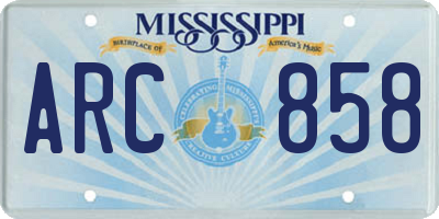 MS license plate ARC858