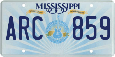 MS license plate ARC859