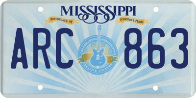MS license plate ARC863