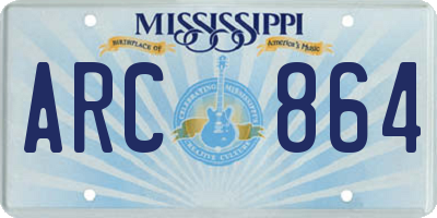MS license plate ARC864