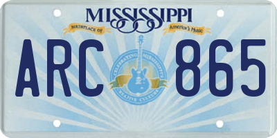 MS license plate ARC865