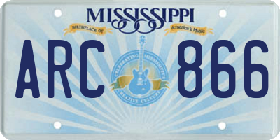 MS license plate ARC866