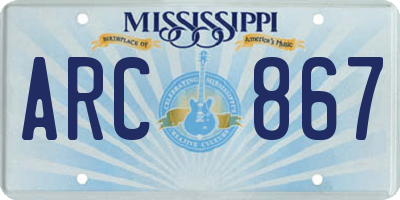 MS license plate ARC867