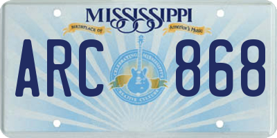 MS license plate ARC868