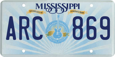 MS license plate ARC869