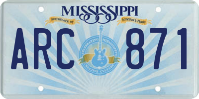 MS license plate ARC871