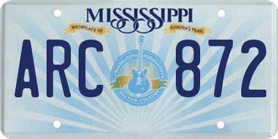 MS license plate ARC872