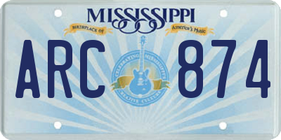 MS license plate ARC874