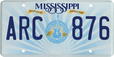 MS license plate ARC876