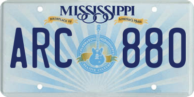 MS license plate ARC880