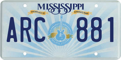 MS license plate ARC881