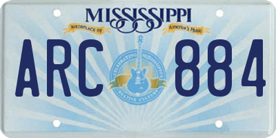 MS license plate ARC884