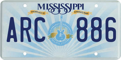 MS license plate ARC886
