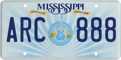 MS license plate ARC888