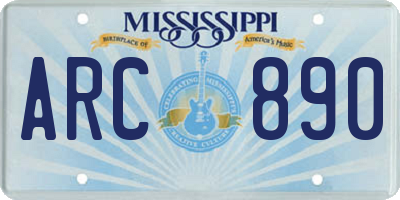 MS license plate ARC890