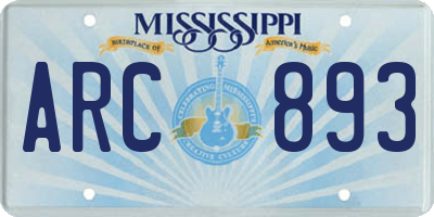MS license plate ARC893