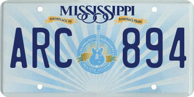 MS license plate ARC894